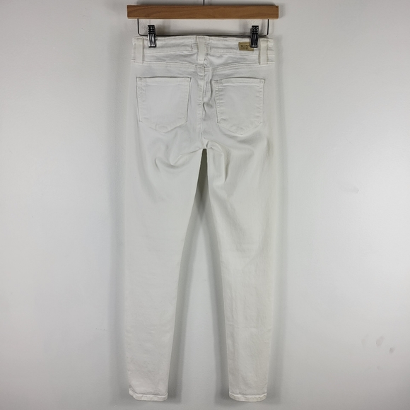 Paige Indio Zip Moto Zip Mid Rise Skinny White Jeans - Picture 8 of 9